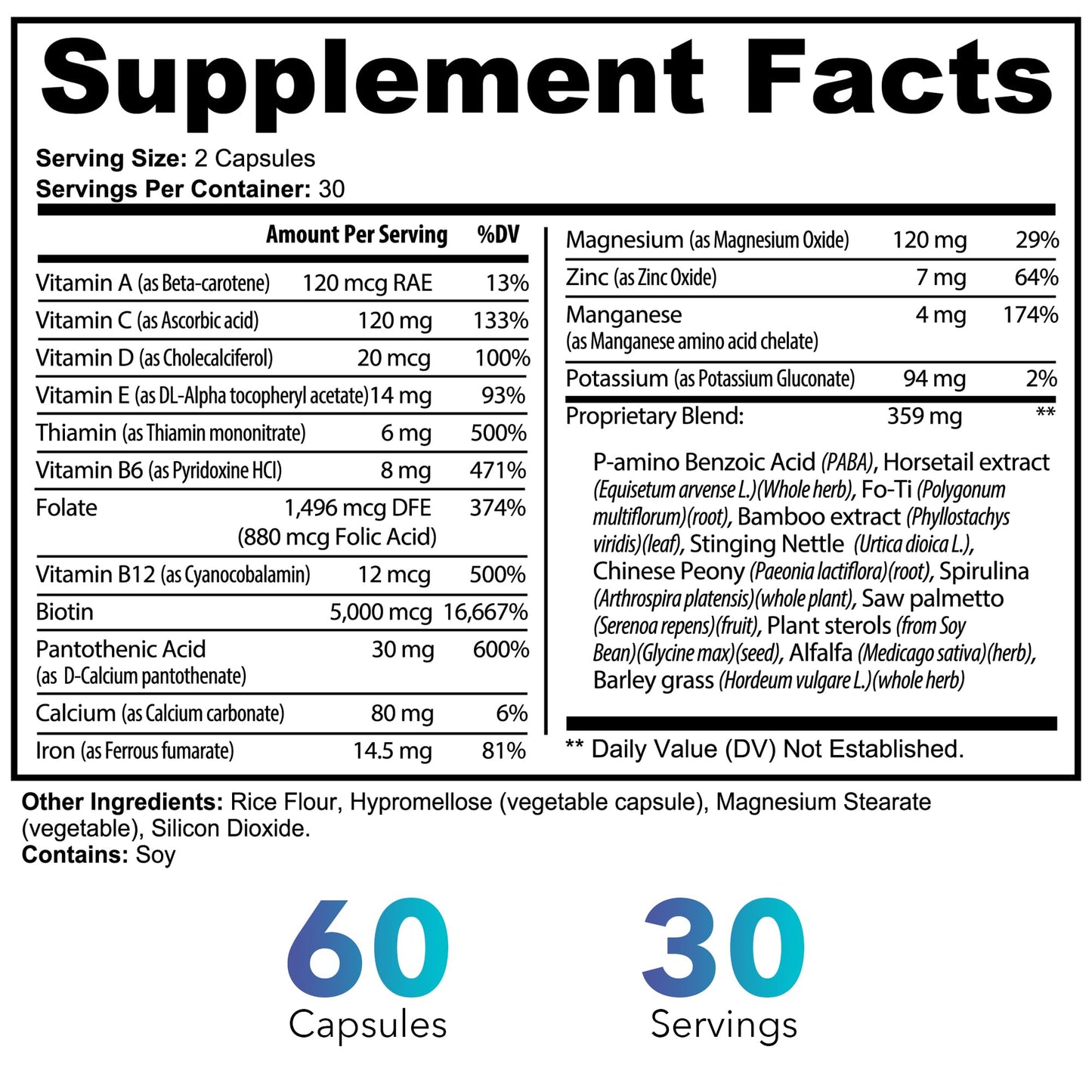 Veetify Hair, Skin and Nails Vitamins, 60 Capsules