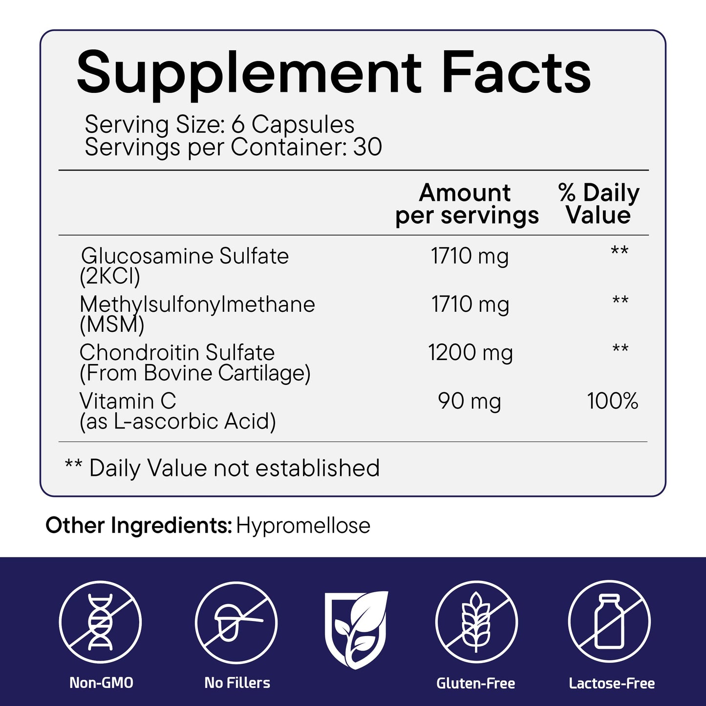 FürstenMED Glucosamine 1710mg + Chondroitin 1200mg + MSM 1710mg + Vitamin C 4-in-1 Complex Capsules, 180 Count