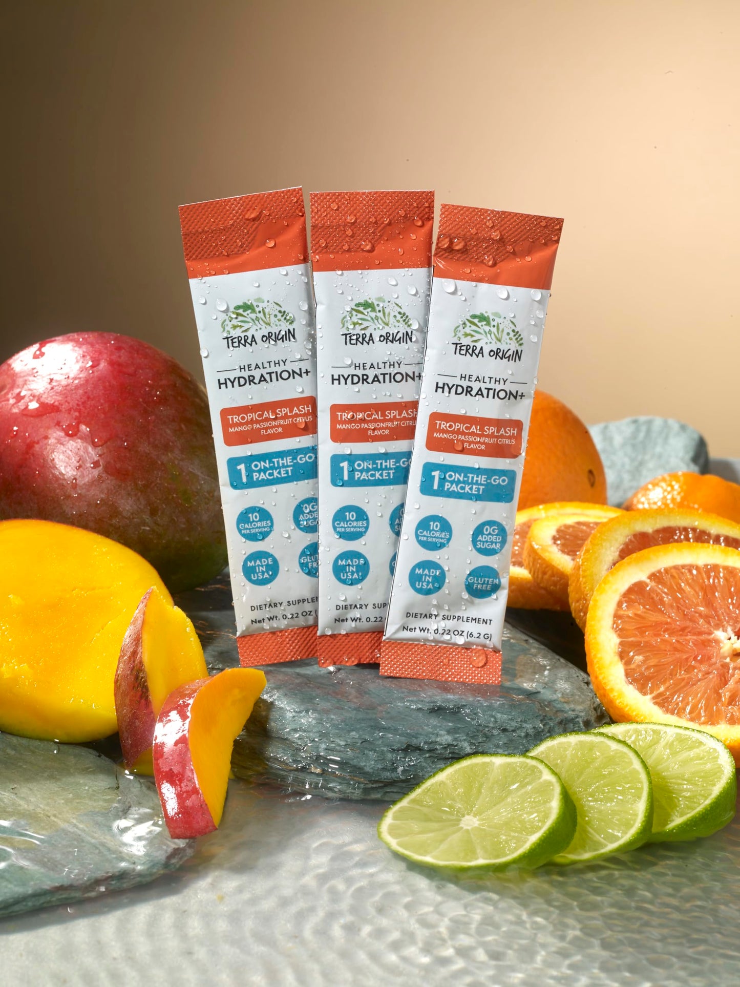TERRA ORIGIN Healthy Hydration+ Tropical Splash Electrolyte Powder Packets, 6.56 Ounce