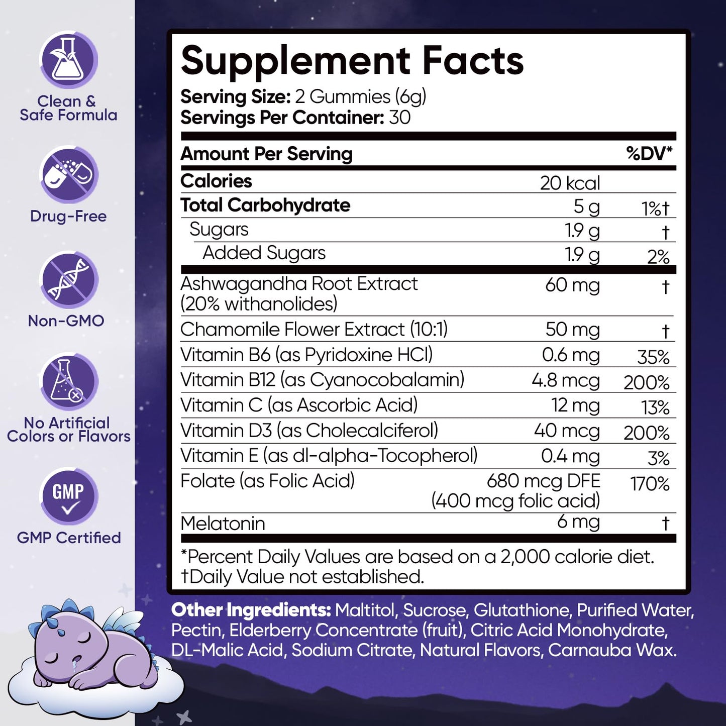 Viccoky Sleep Gummies with Melatonin, Chamomile & Ashwagandha, 60 Gummies