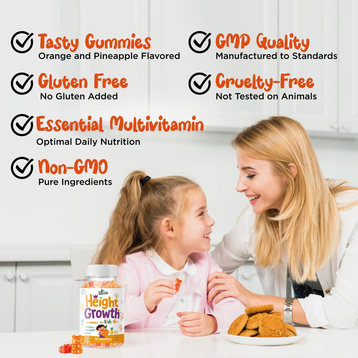 Juneno Height Growth Vitamins Gummies, 60 Count