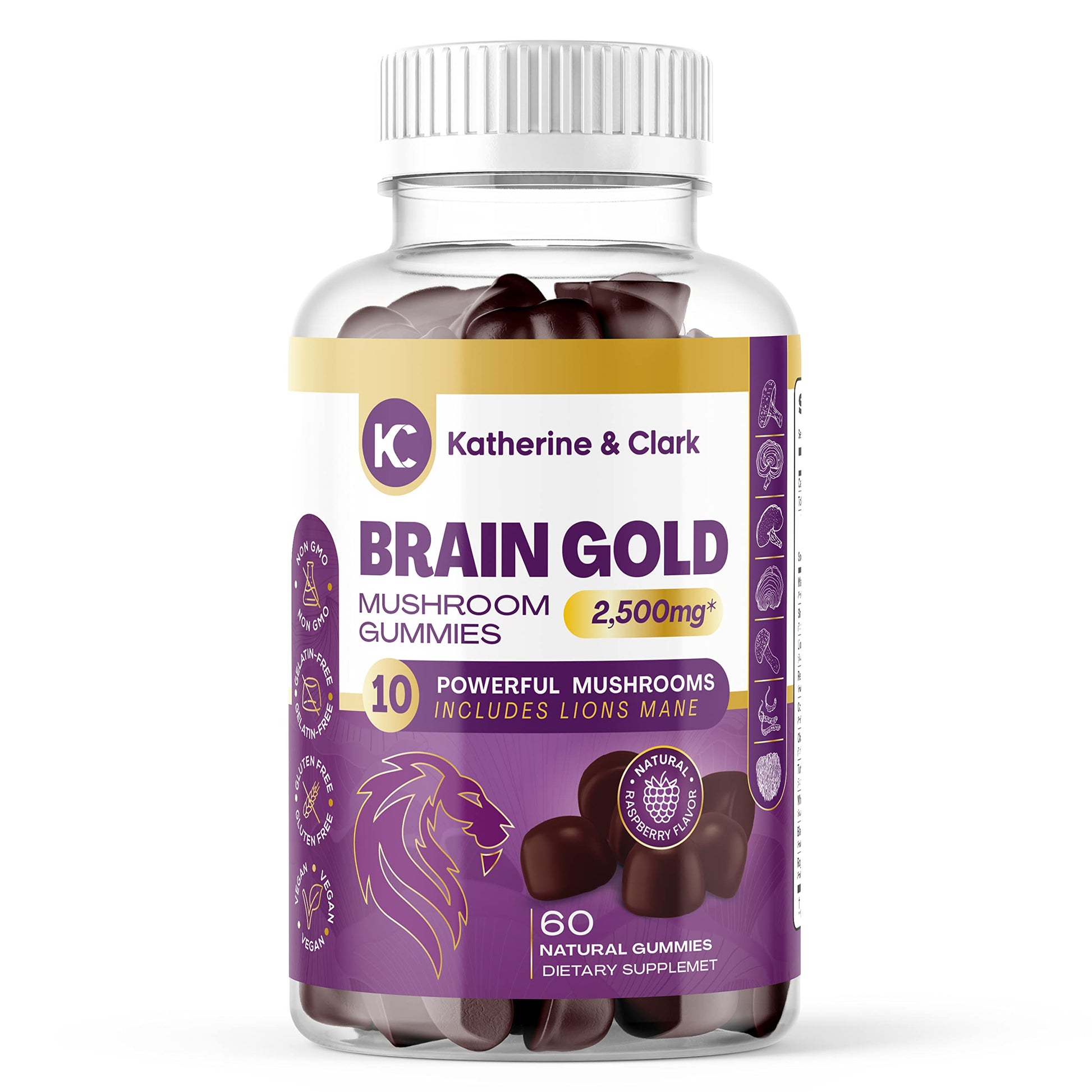 Katherine & Clark Brain Gold Super Mushroom Gummies 60 Count