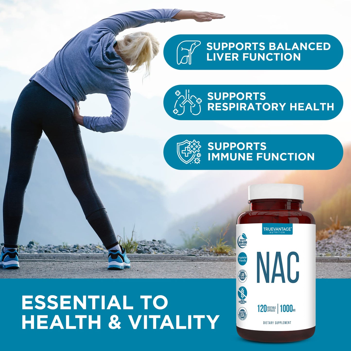 Truevantage Nutrition NAC 1000 mg Supplement Capsule 120 Count