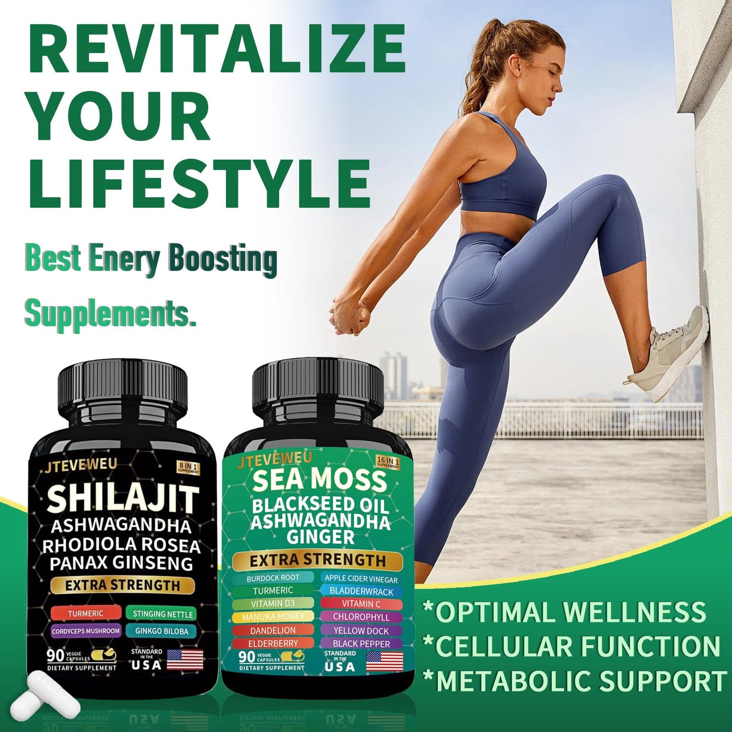JTEVEweu Shilajit and Sea Moss Capsules, 180 Count