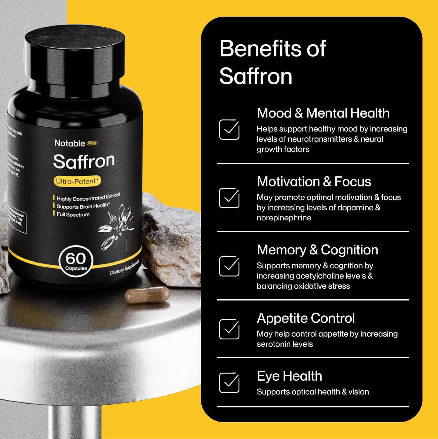 Notable Ultra-Potent Saffron Extract Capsules, 1 Count