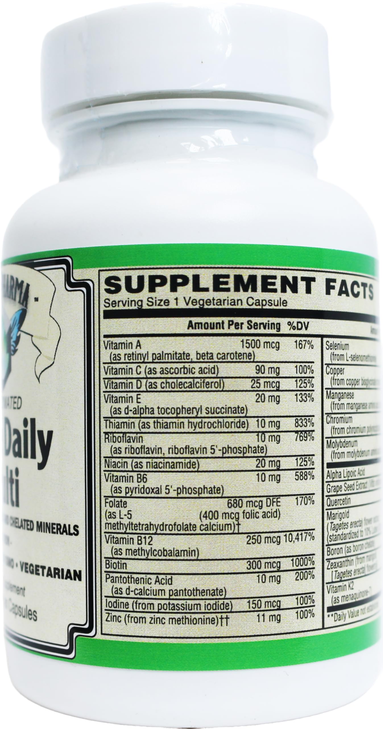 AlchePharma Coenzymated Once Daily Multi, Iron-Free Multivitamin with B-Complex, Chelated Minerals, Antioxidants Capsule 1