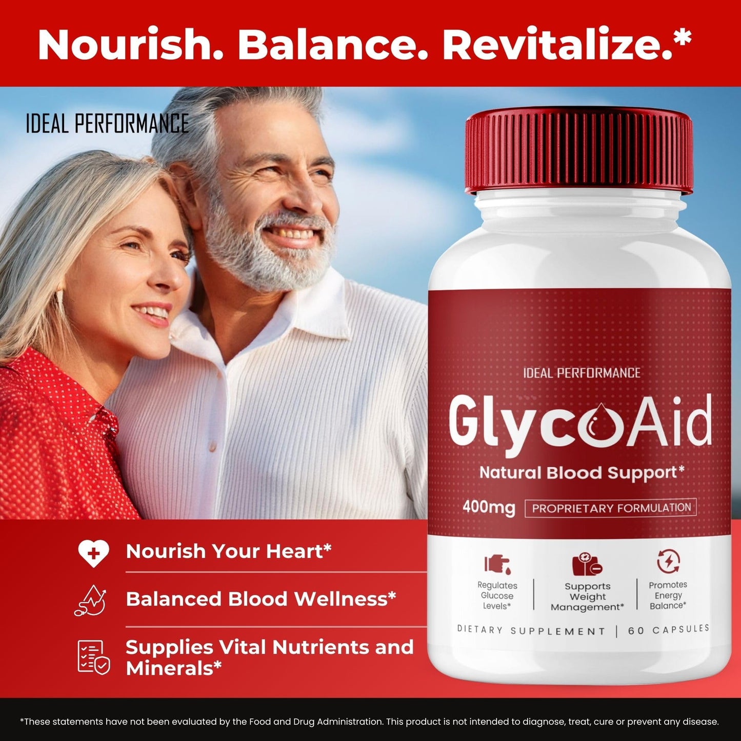 IDEAL PERFORMANCE GlycoAid Blood Support Capsules, 120 Count