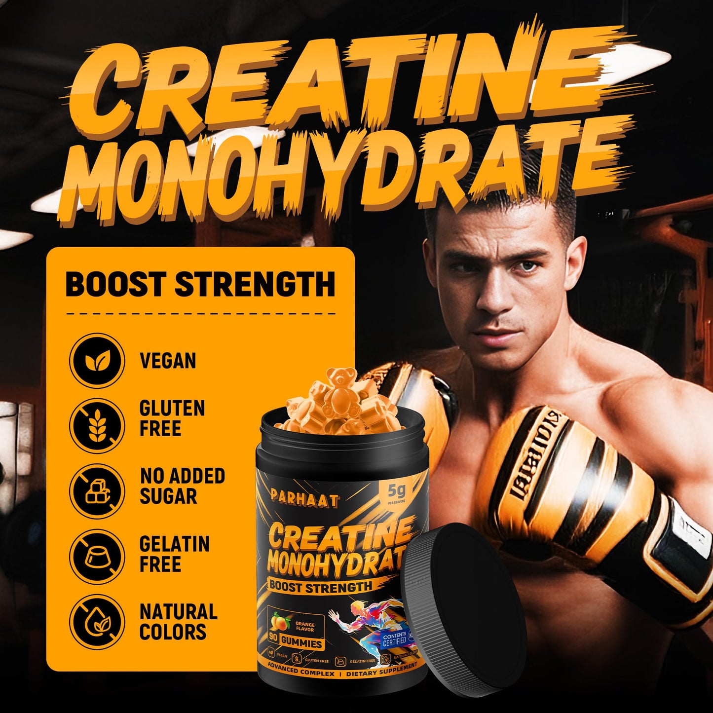 Parhaat Creatine Monohydrate Gummies 90 Count