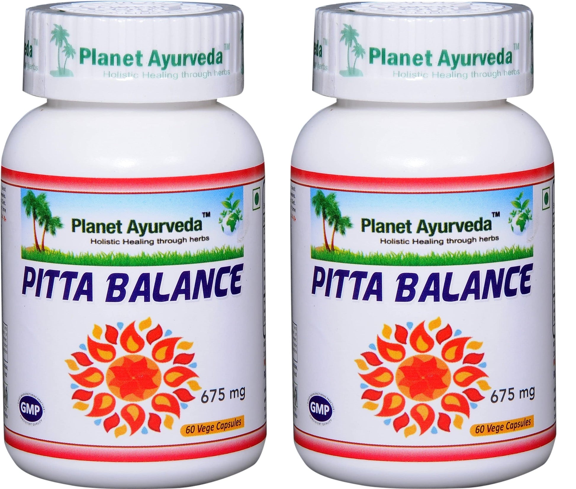 Planet Ayurveda Pitta Balance 500mg Veg Capsules, 2 Bottles
