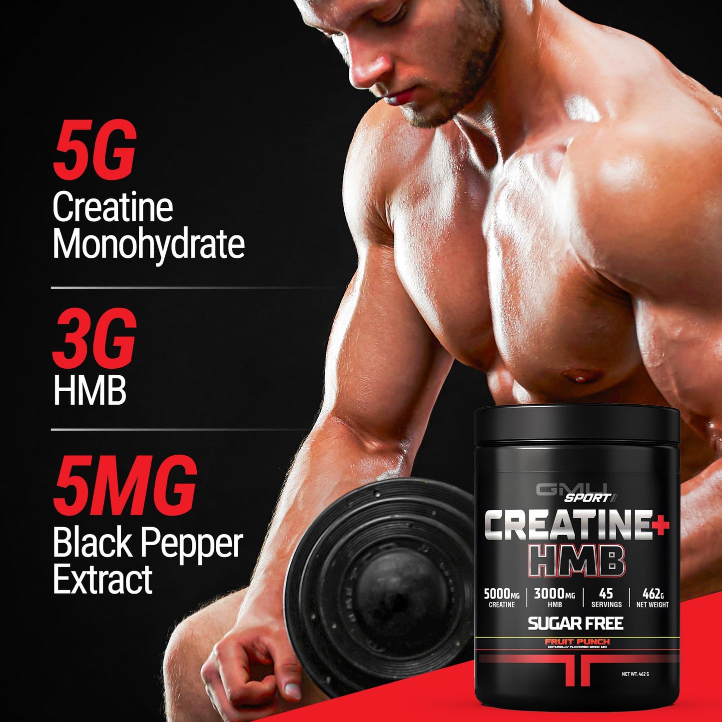 GMU SPORT Creatine HMB Powder 45 Servings 1.03 lb