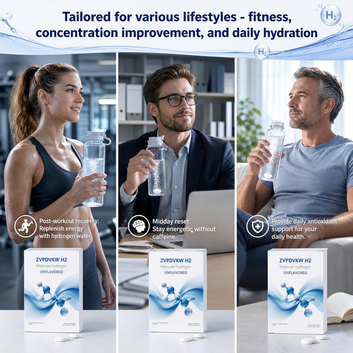 ZVPDVKW H2 Molecular Hydrogen Tablets with Magnesium 30 CT