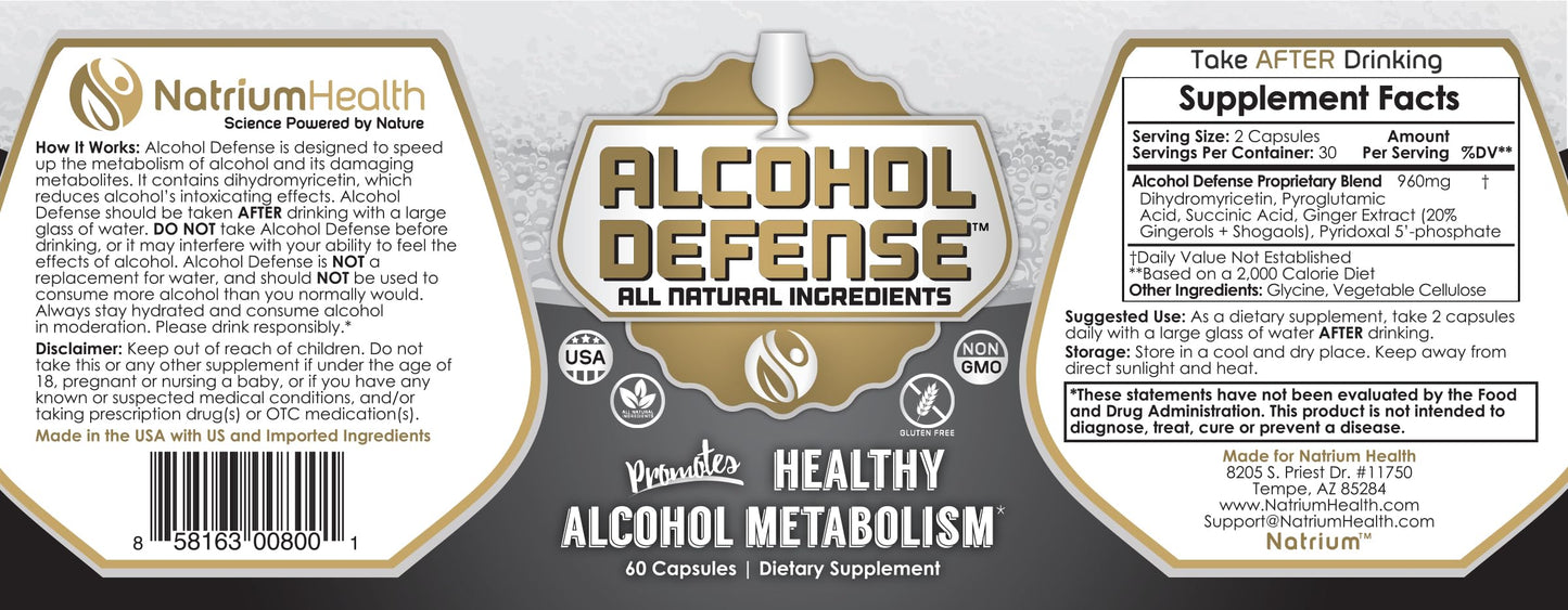 Natrium Health Alcohol Defense 60 Capsules