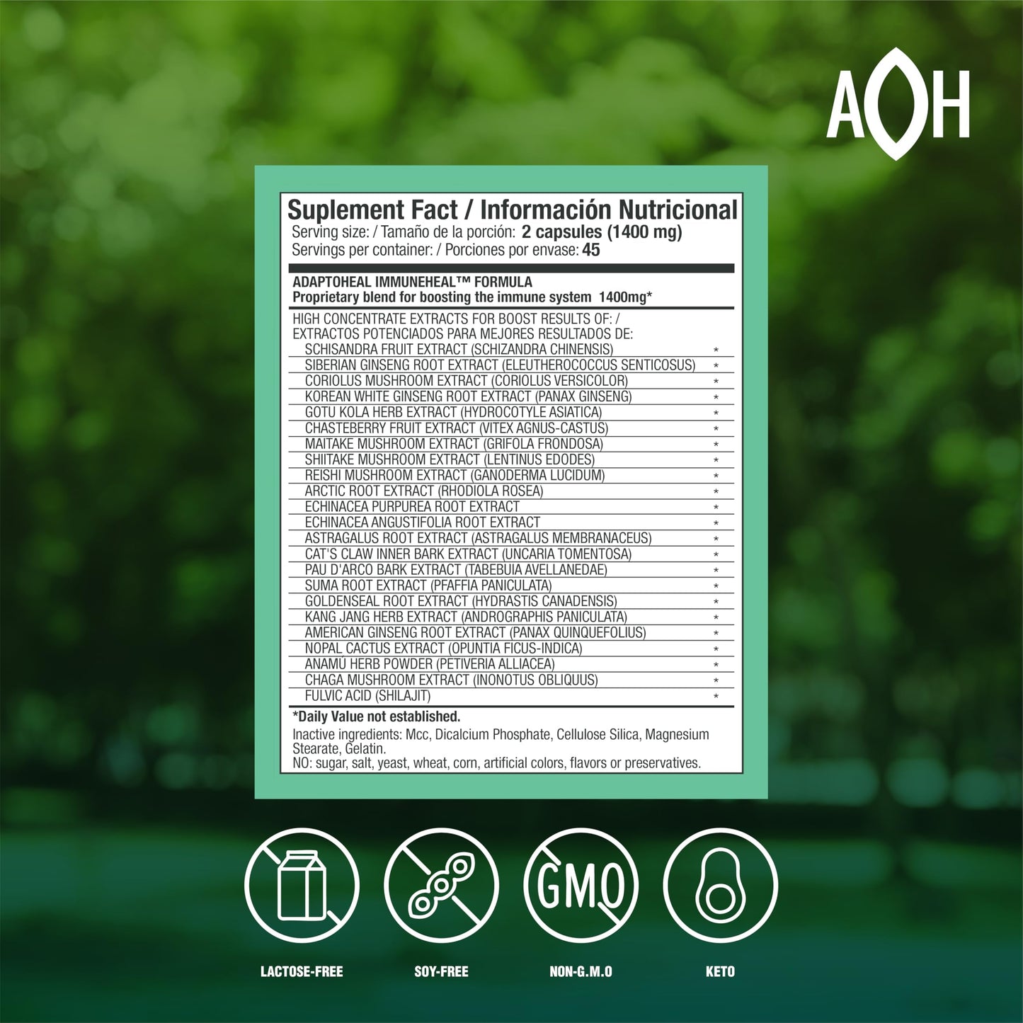 ADAPTOHEAL Immunheal Immune System Support Reishi, Ginseng 90 Capsules