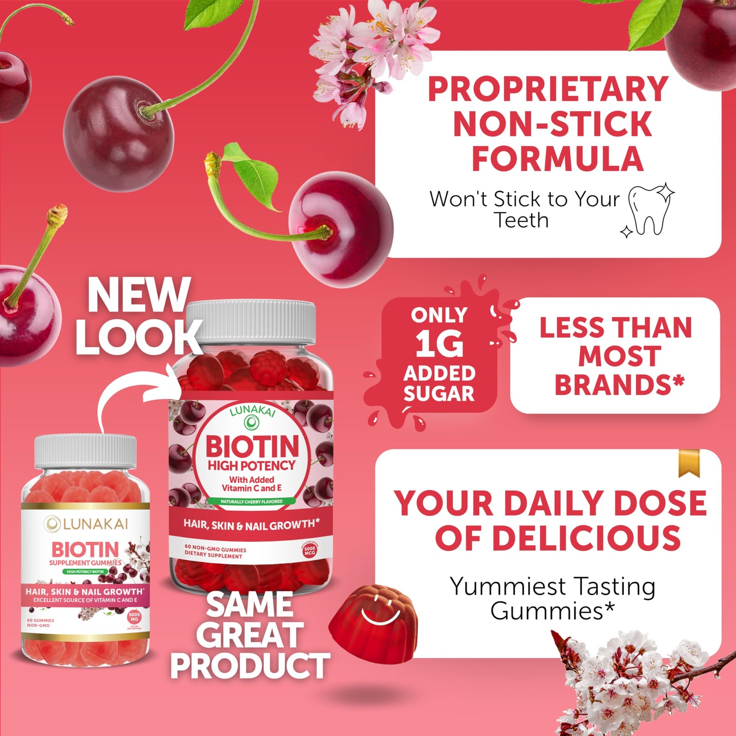 Lunakai USA Made 17-in-1 Prenatal Vitamins and Biotin Gummies, 120 Gummies