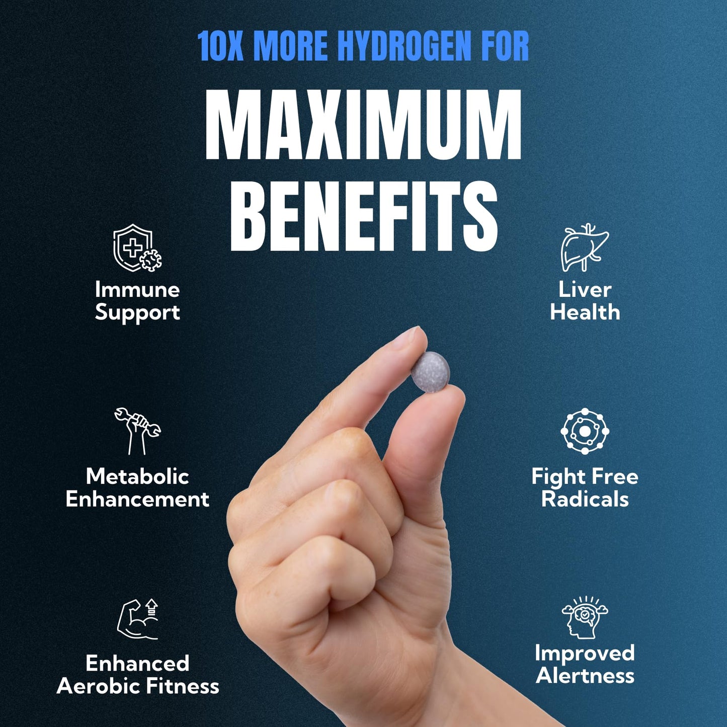 EVOLV Hydrogen Water Tablets, 12 PPM Molecular Hydrogen for Hydrogen-Rich Drinking Water, with Magnesium & Calcium, 30 Tablets