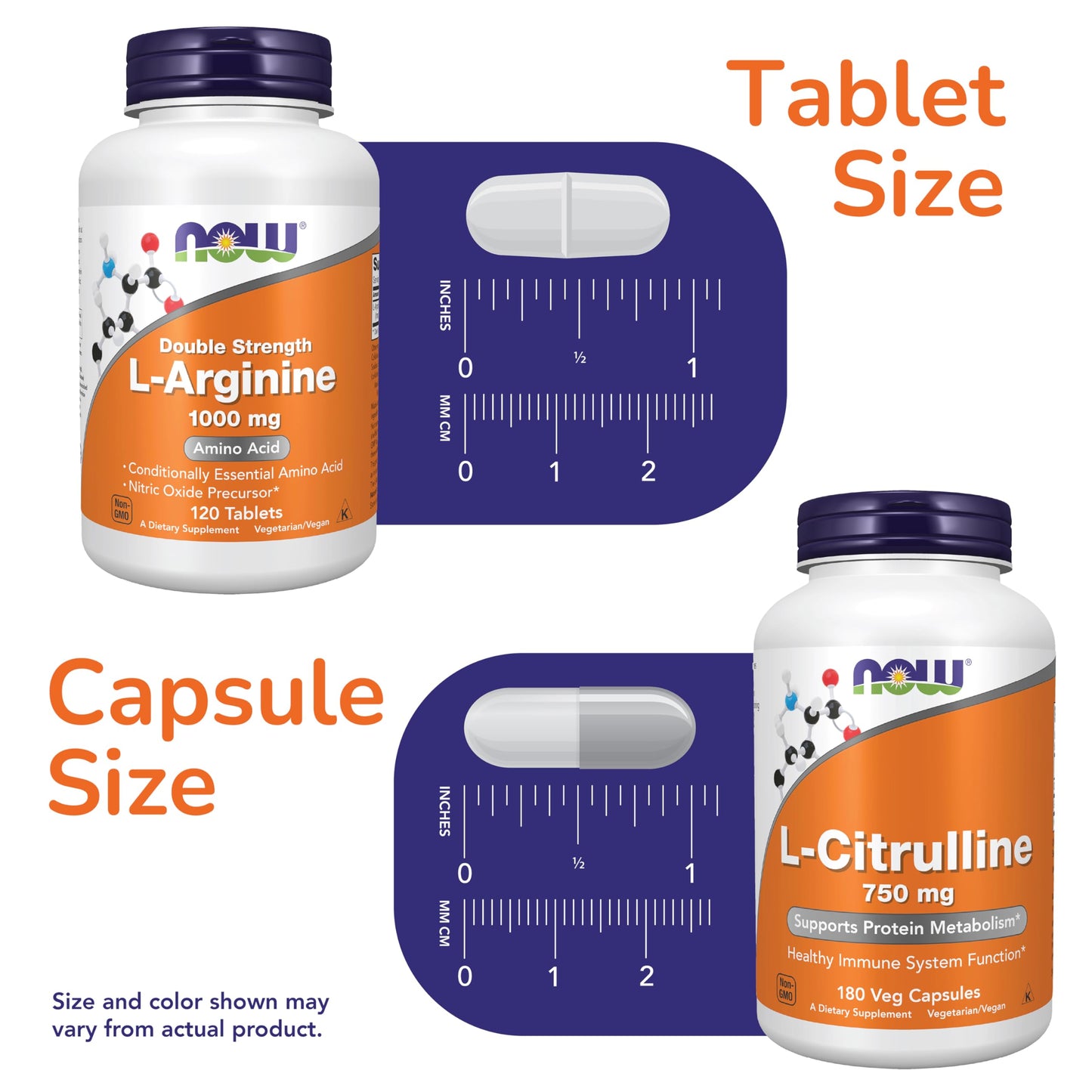 NOW Foods L-Arginine + L-Citrulline Amino Acid Bundle - Capsules & Tablets, 300 Count