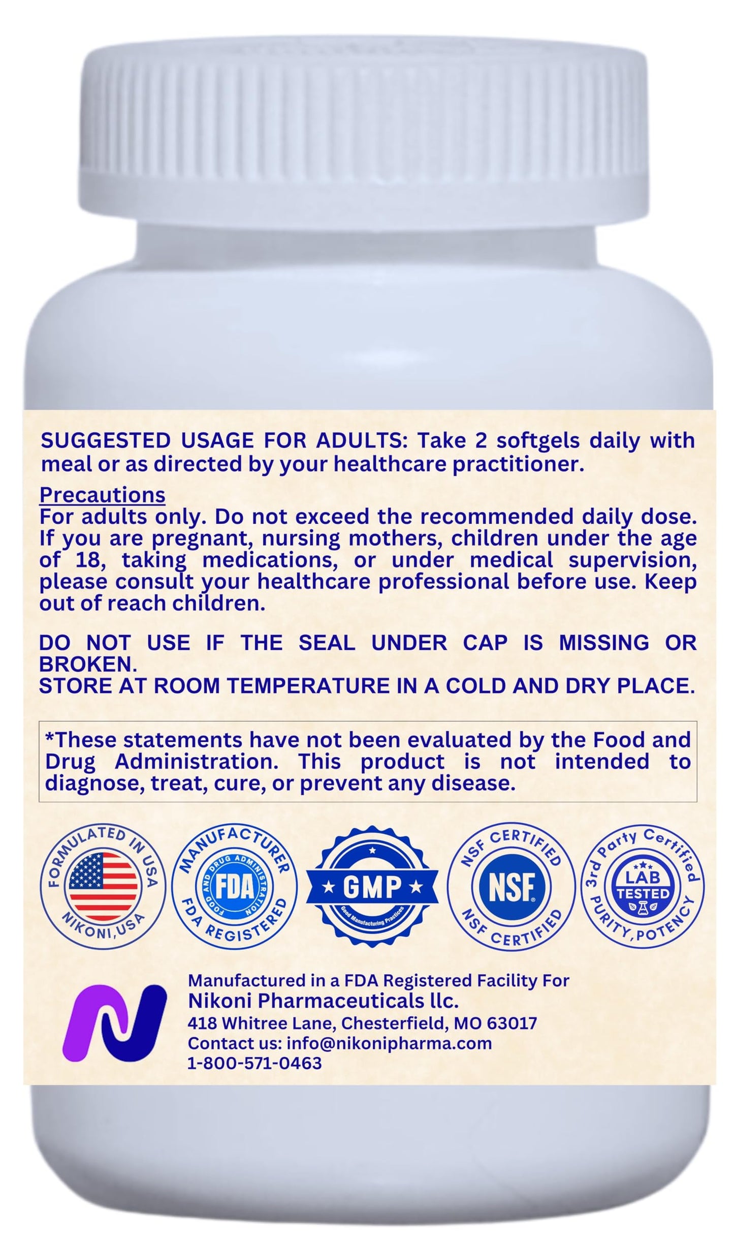 Nikoni Akkermansia Muciniphila GLP-1 Probiotic Supplement Softgels 240
