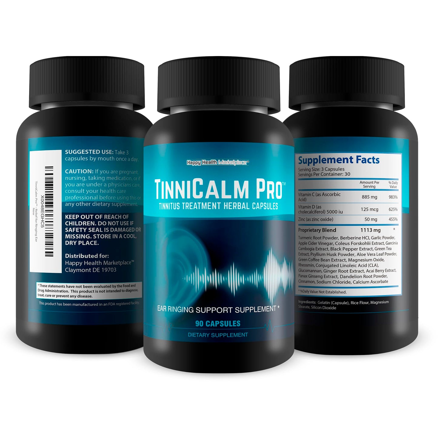 Happy Health Marketplace TinniCalm Pro Tinnitus Relief Capsules, 90 Count