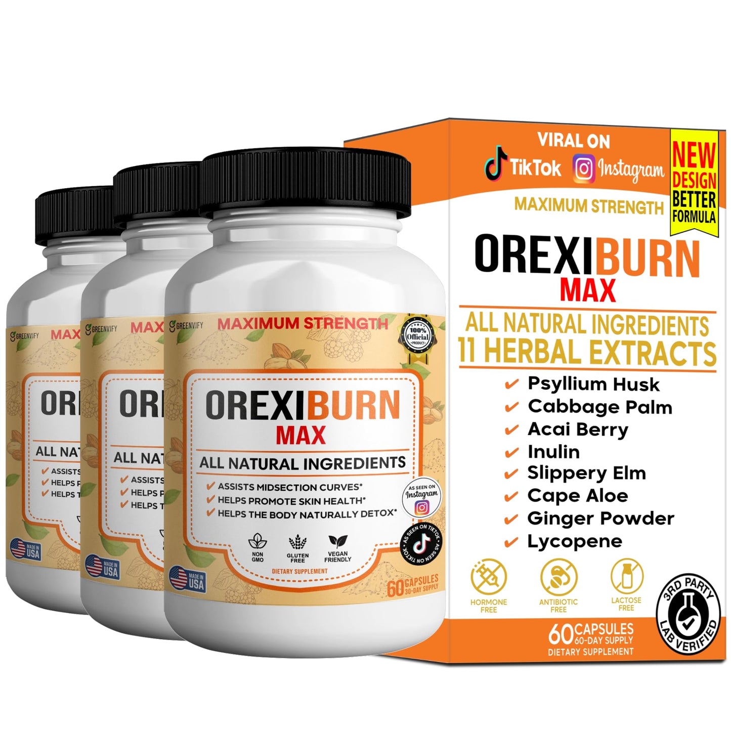 GREENVIFY Orexiburn Max Maximum Strength Supplement Capsules, 60
