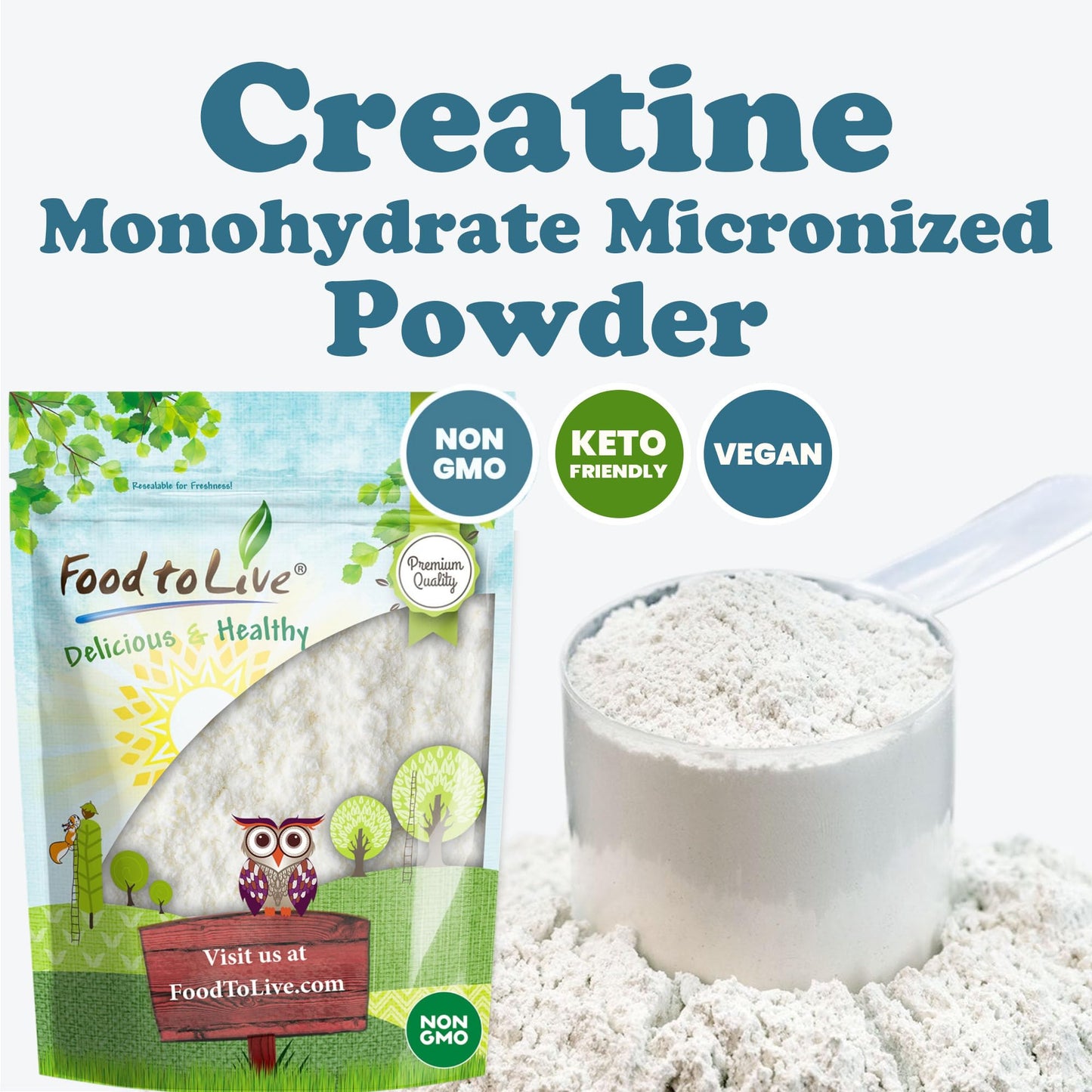Food to Live Creatine Monohydrate Micronized Powder 80