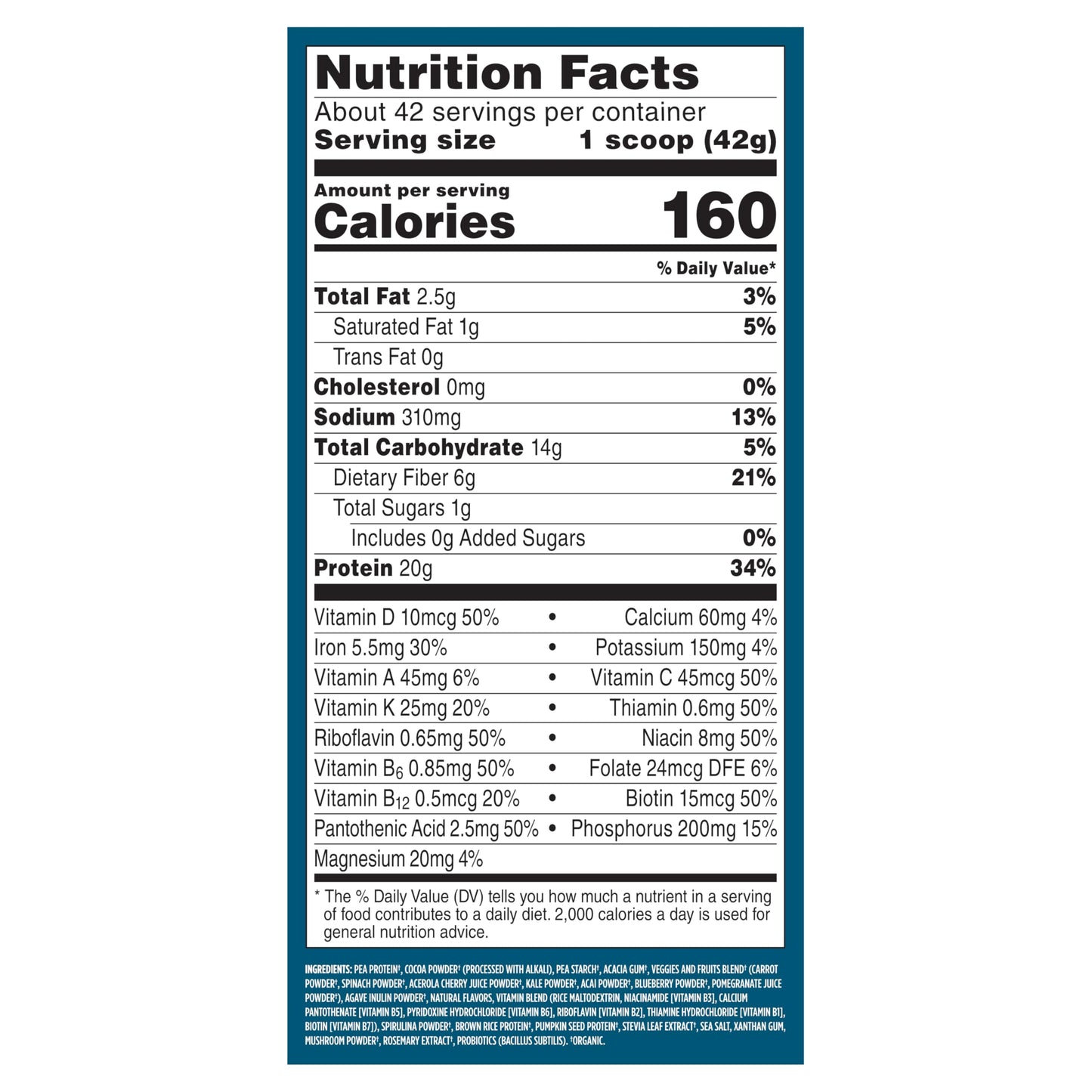 Vega All in One Nutrition Organic Plant-Based Protein Powder, Chocolate, 42 Servings per Container, 6-Pack