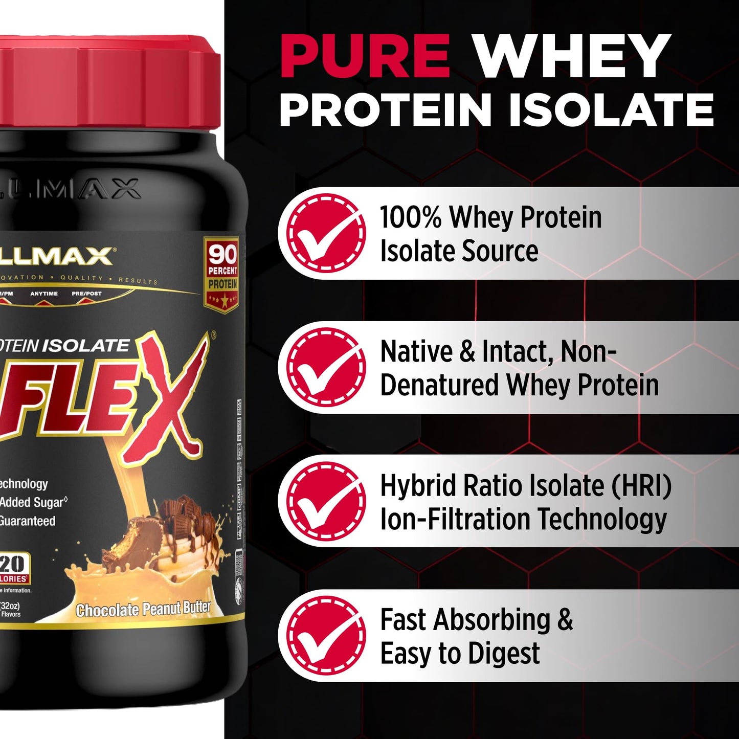 ALLMAX ISOFLEX Pure Whey Isolate Protein Powder 32 Servings