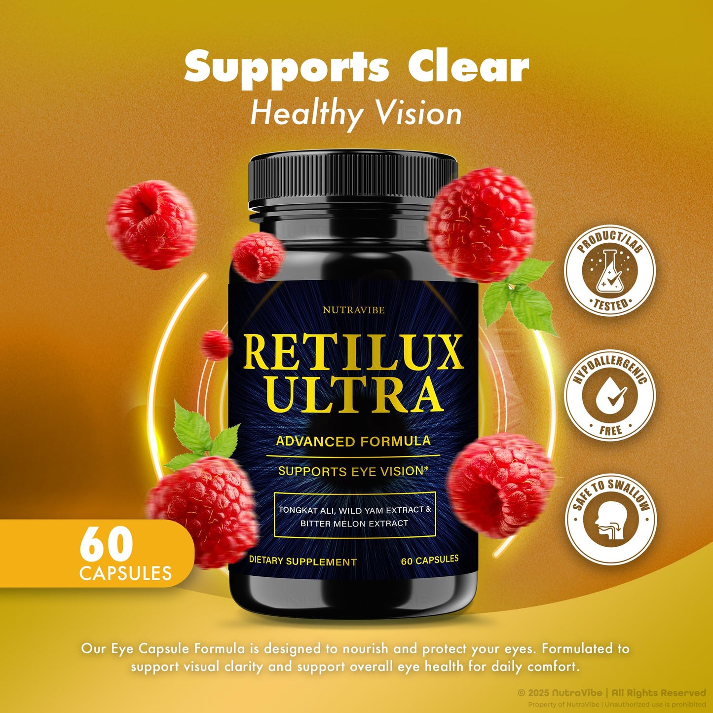 NutraVibe Retilux Ultra Daily Vision Support Formula, Capsule, 120 Capsules