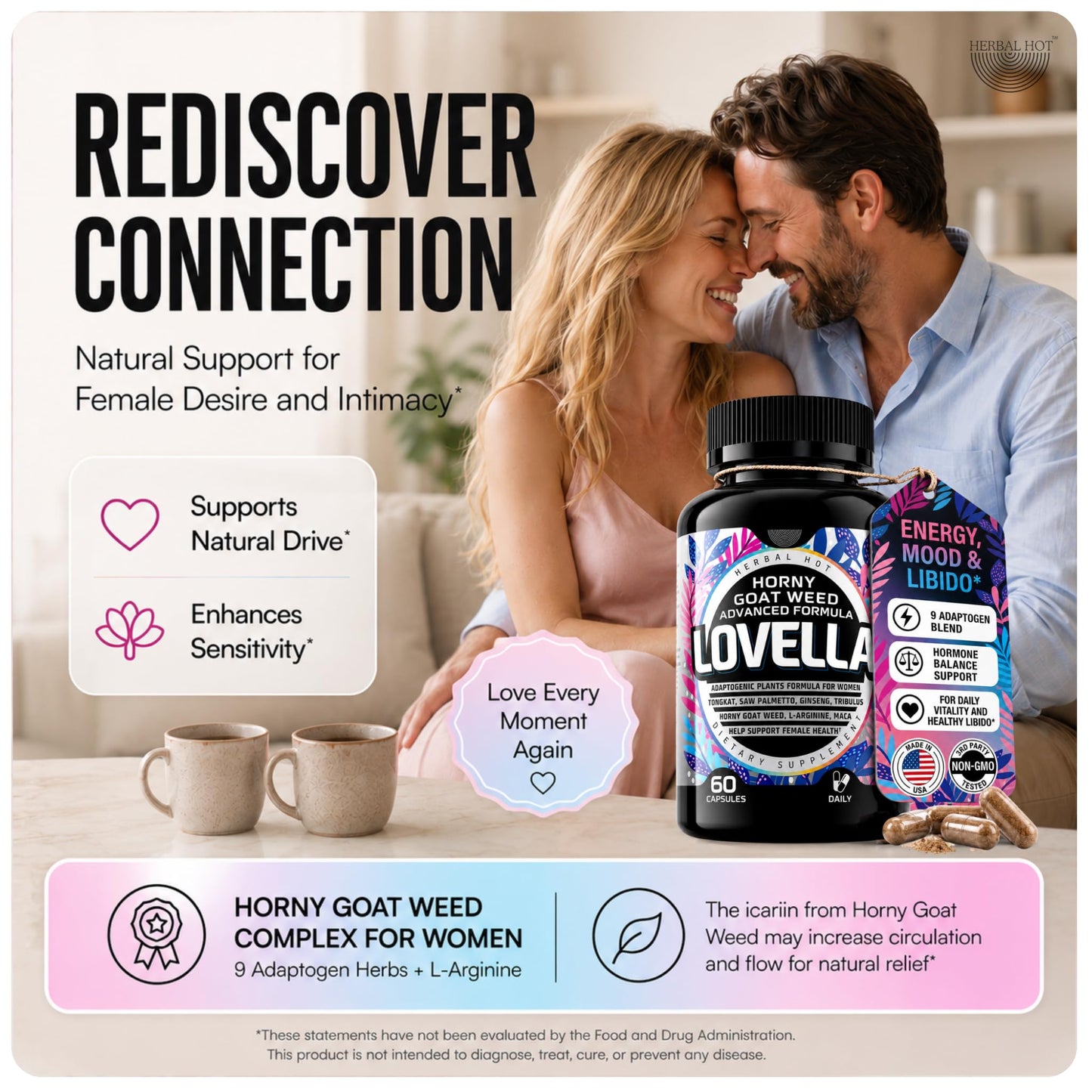 HERBAL HOT Lovella Female Libido Booster for Women 60 Capsules