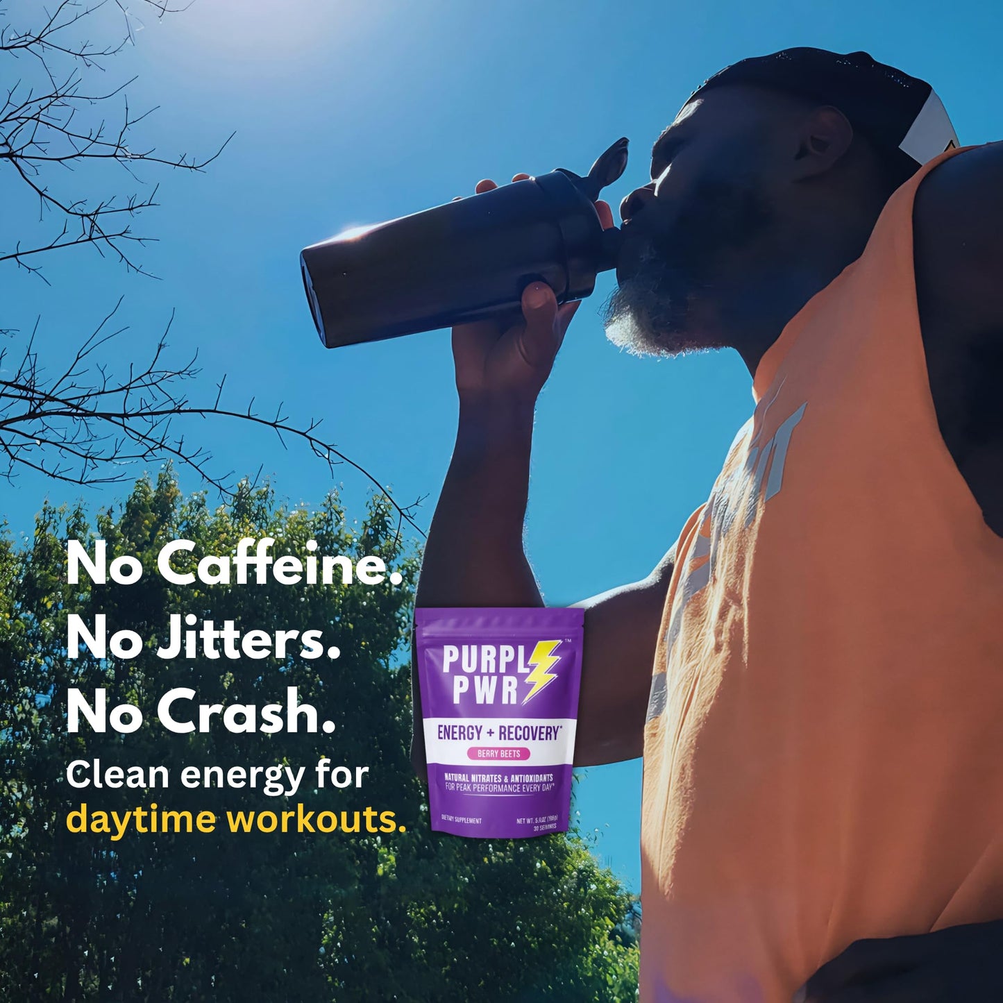 purpl pwr Caffeine-Free Energy & Recovery Drink Powder 5.6 Ounces