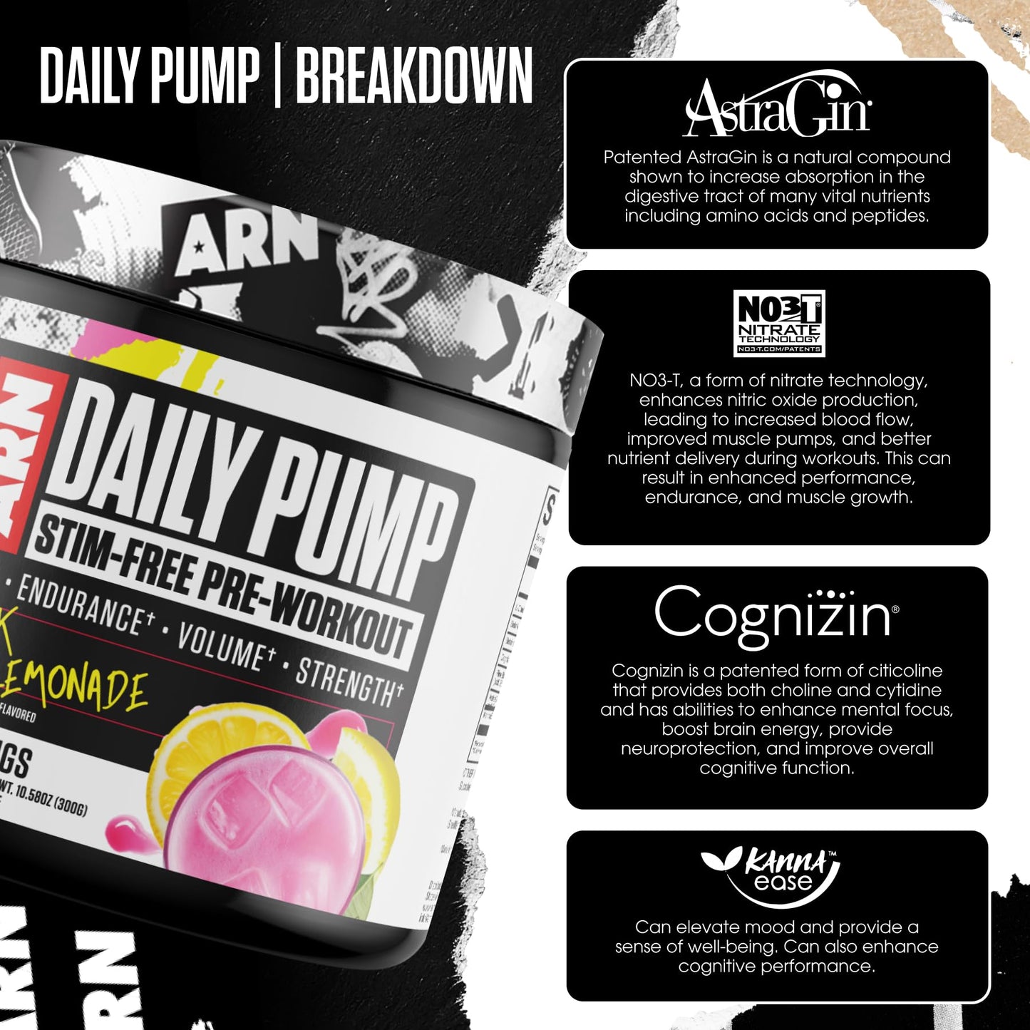 Arms Race Nutrition Daily Pump STIM-Free Pre-Workout Powder, 10 oz