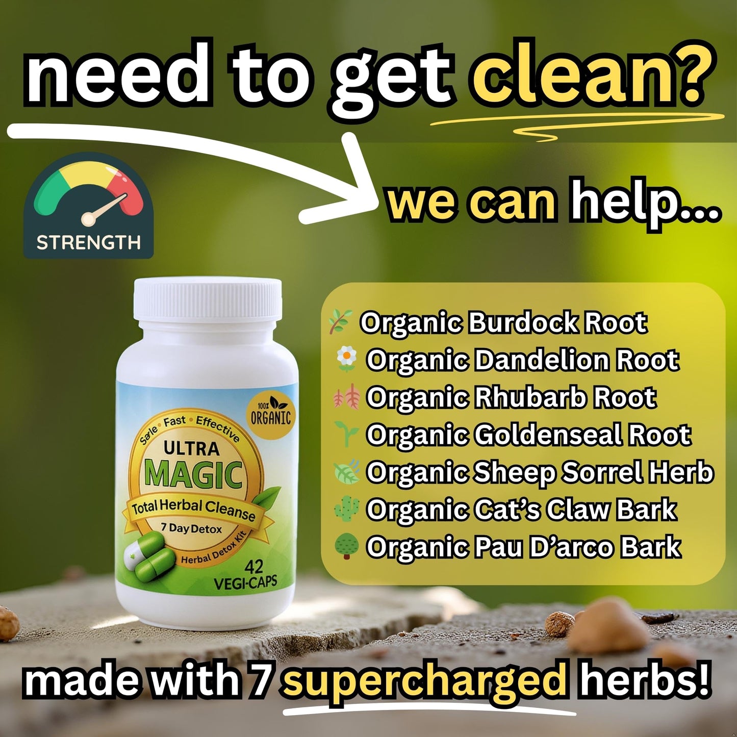 Ultra Magic 7 Day Herbal Toxin Flush & Full Body Detox Cleanse Capsules 42 Count
