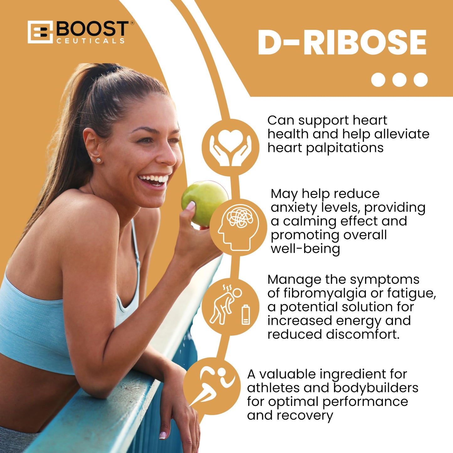 BoostCeuticals D-Ribose 1500mg Vegan Capsule, 90 Capsules