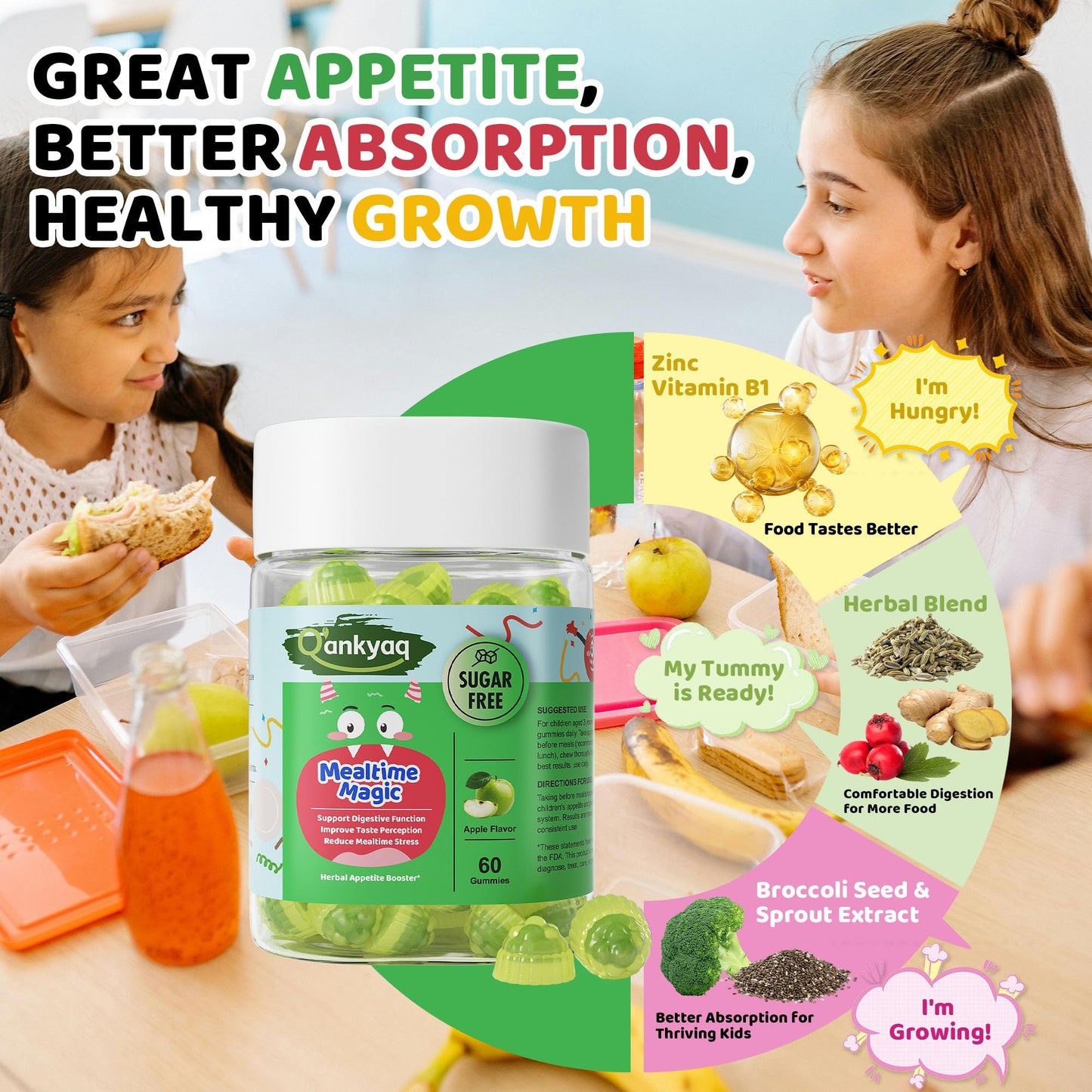 Q'ankyaq Appetite Booster for Kids Weight Gain Gummies, 60 Gummies
