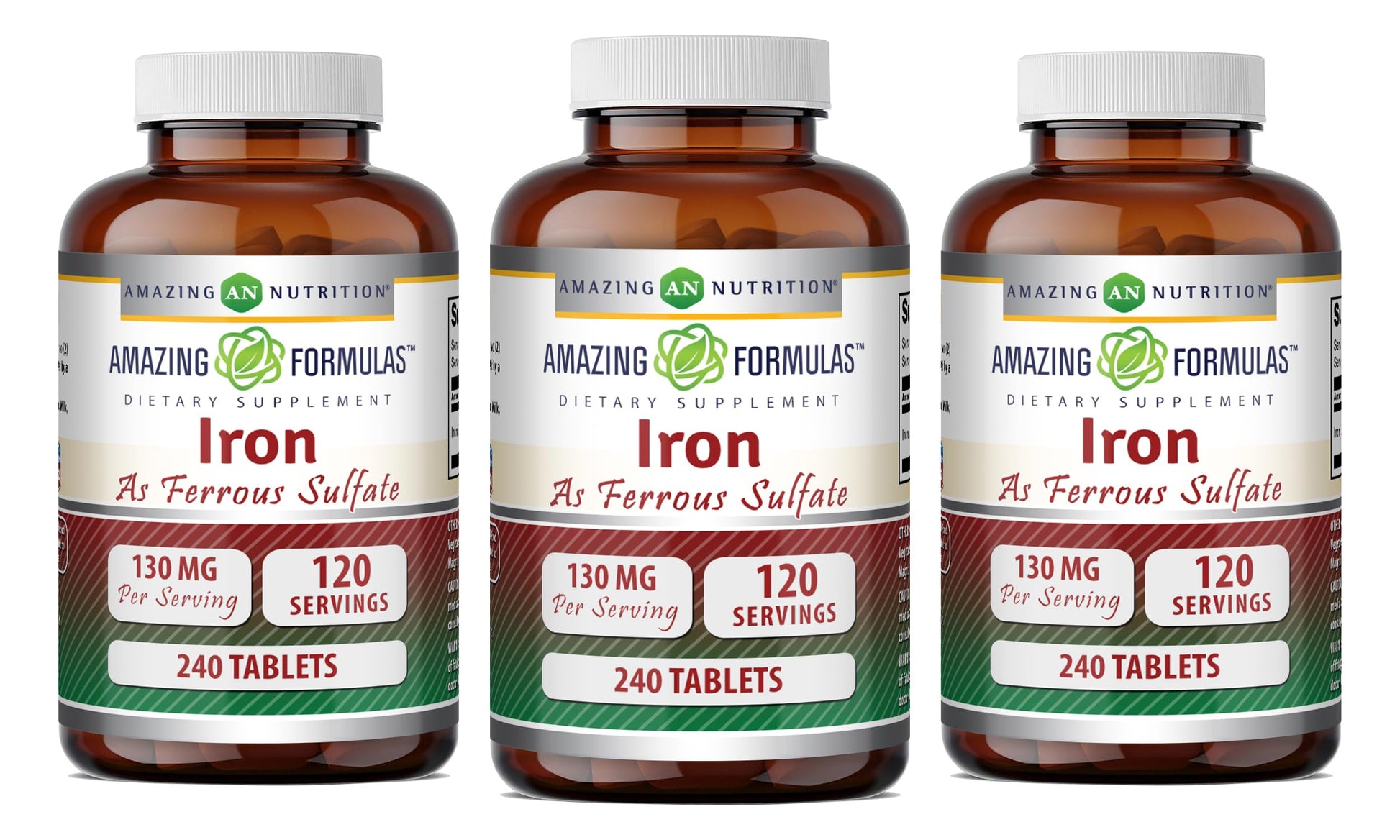 Amazing Nutrition Iron (Ferrous Sulfate) Supplement Tablet 240 Tablets