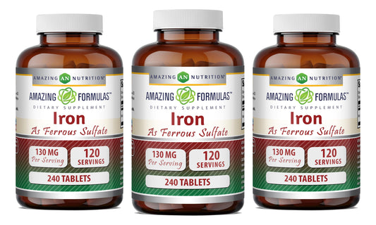 Amazing Nutrition Iron (Ferrous Sulfate) Supplement Tablet 240 Tablets