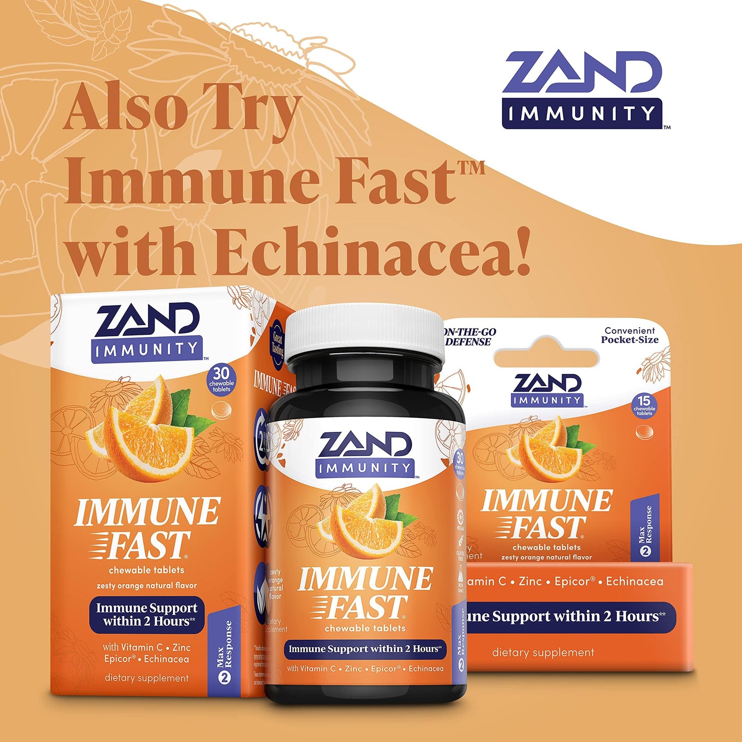 ZAND Orange C Gummies Immune Support with Vitamin C, Acerola & Rose Hips, 60 Gummies