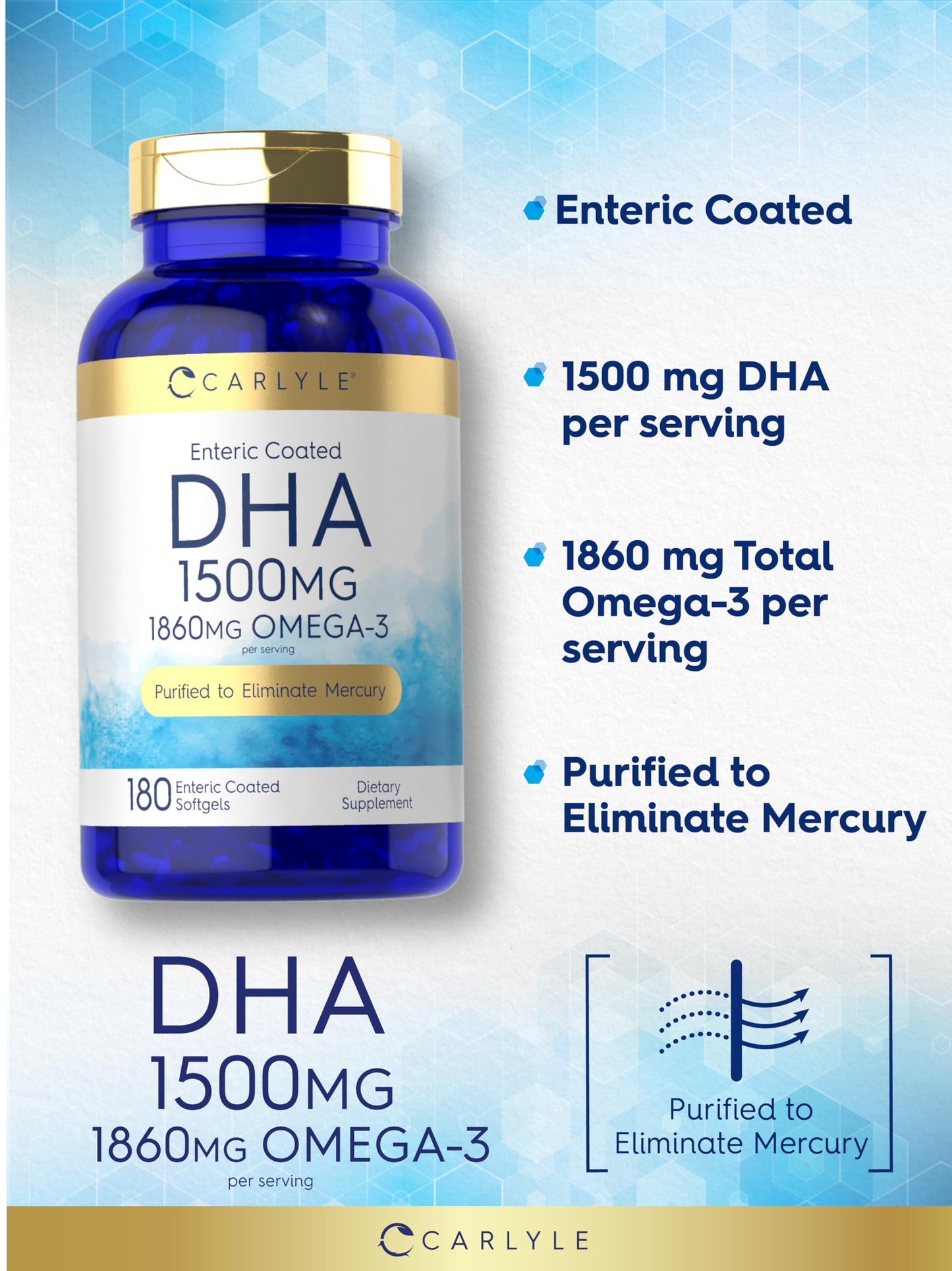Carlyle DHA Supplement 1500mg Softgels, 180 Count