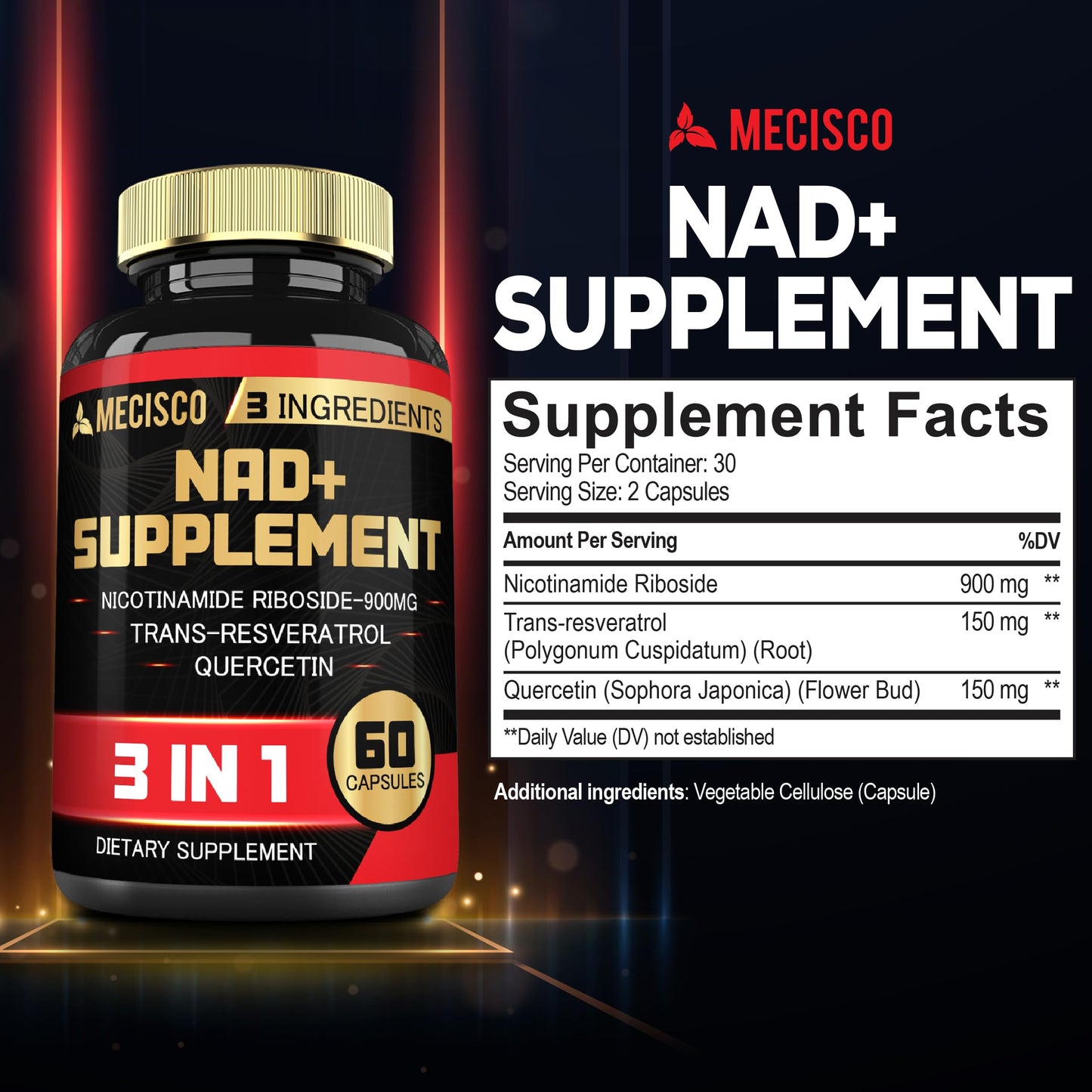 Mecisco 3in1 NAD+ Supplement Capsule 60 Count