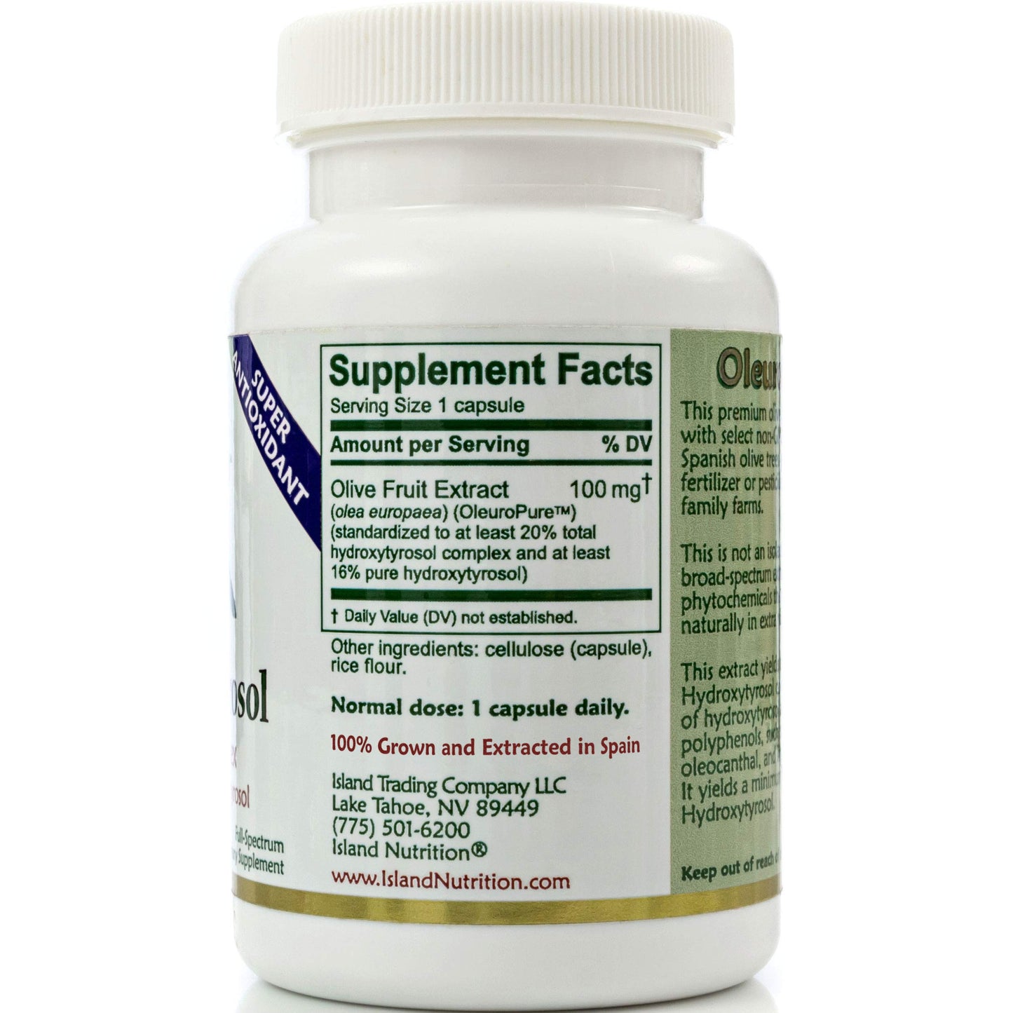 Island Nutrition Hydroxytyrosol Complex Olive Fruit Extract Capsule, 90 Capsules