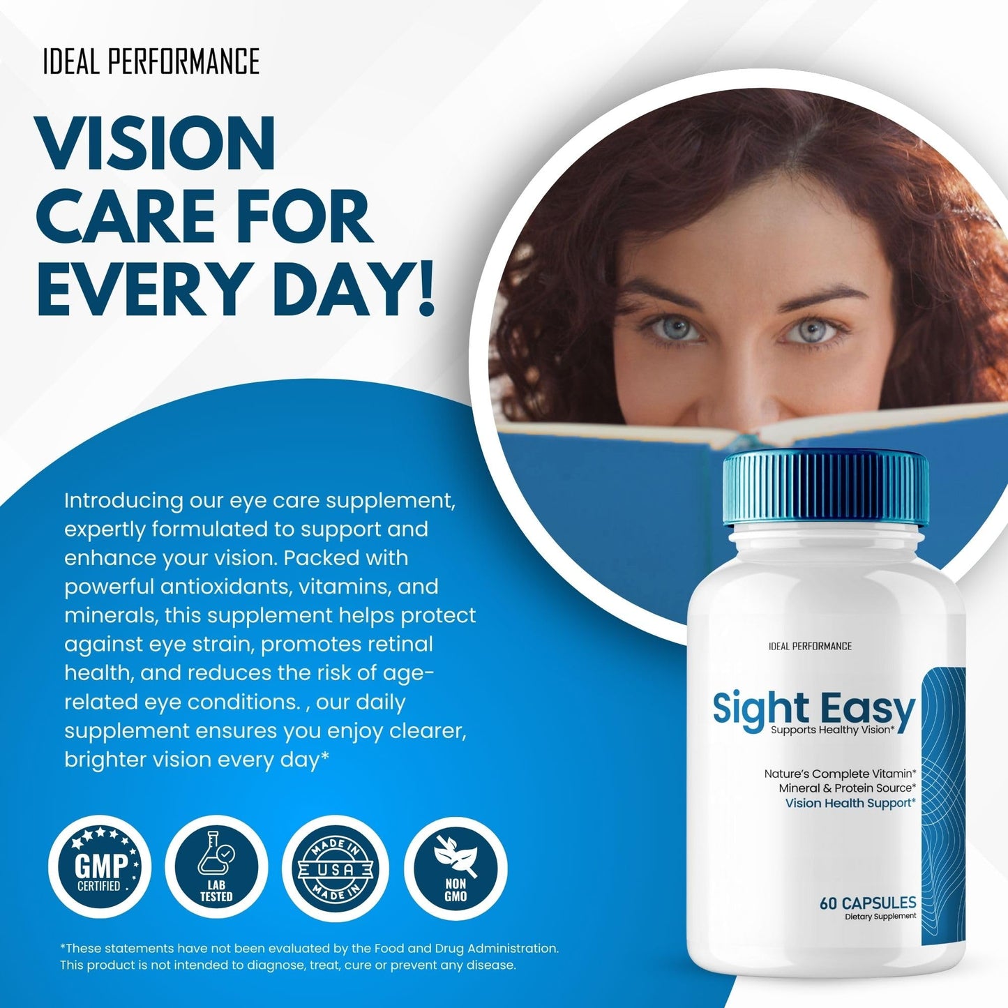 IDEAL PERFORMANCE Sight Easy Eye Vitamins & Mineral Supplements Capsules, 120 Capsules
