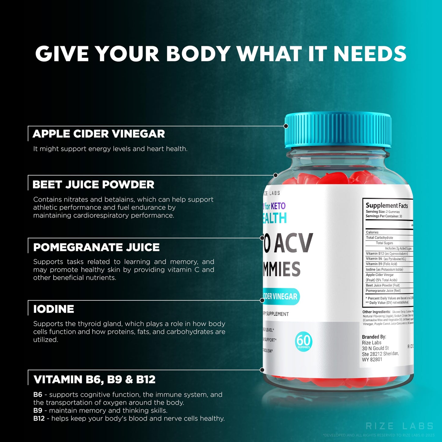 Rize Labs ACV Keto Health Gummies 180 Gummies