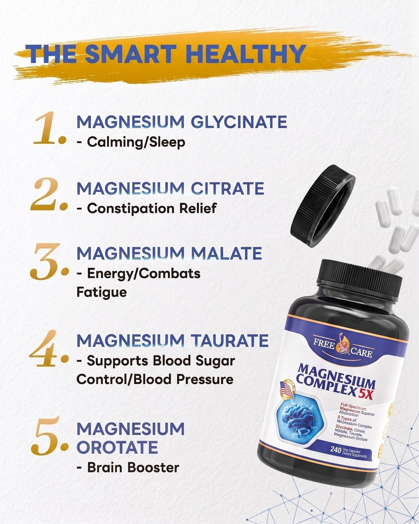 FreeCare Magnesium Complex Veggie Capsules, 820mg, 240 Capsules