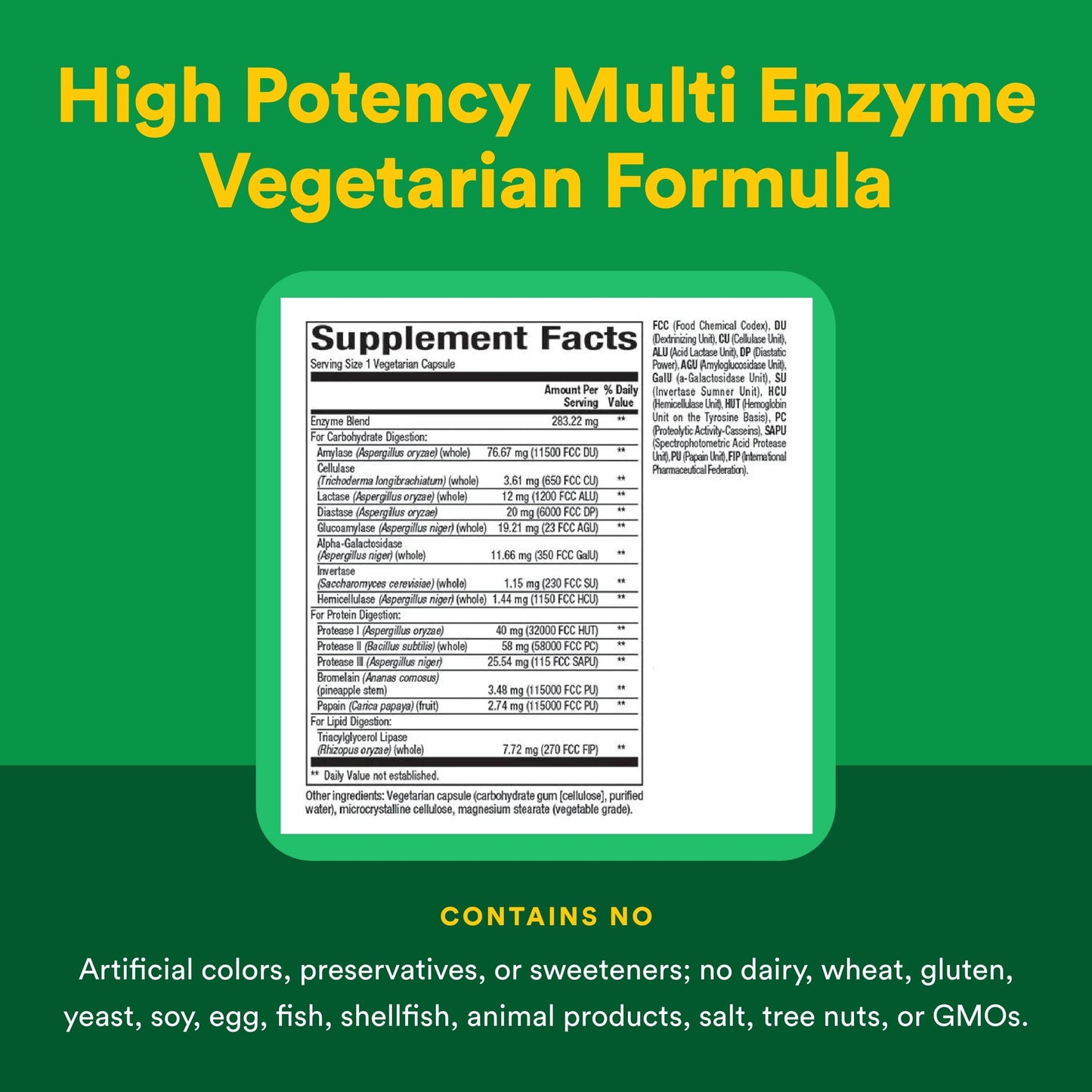 Natural Factors High Potency Multi Enzyme Vegetarian Formula Capsule 120 Capsules