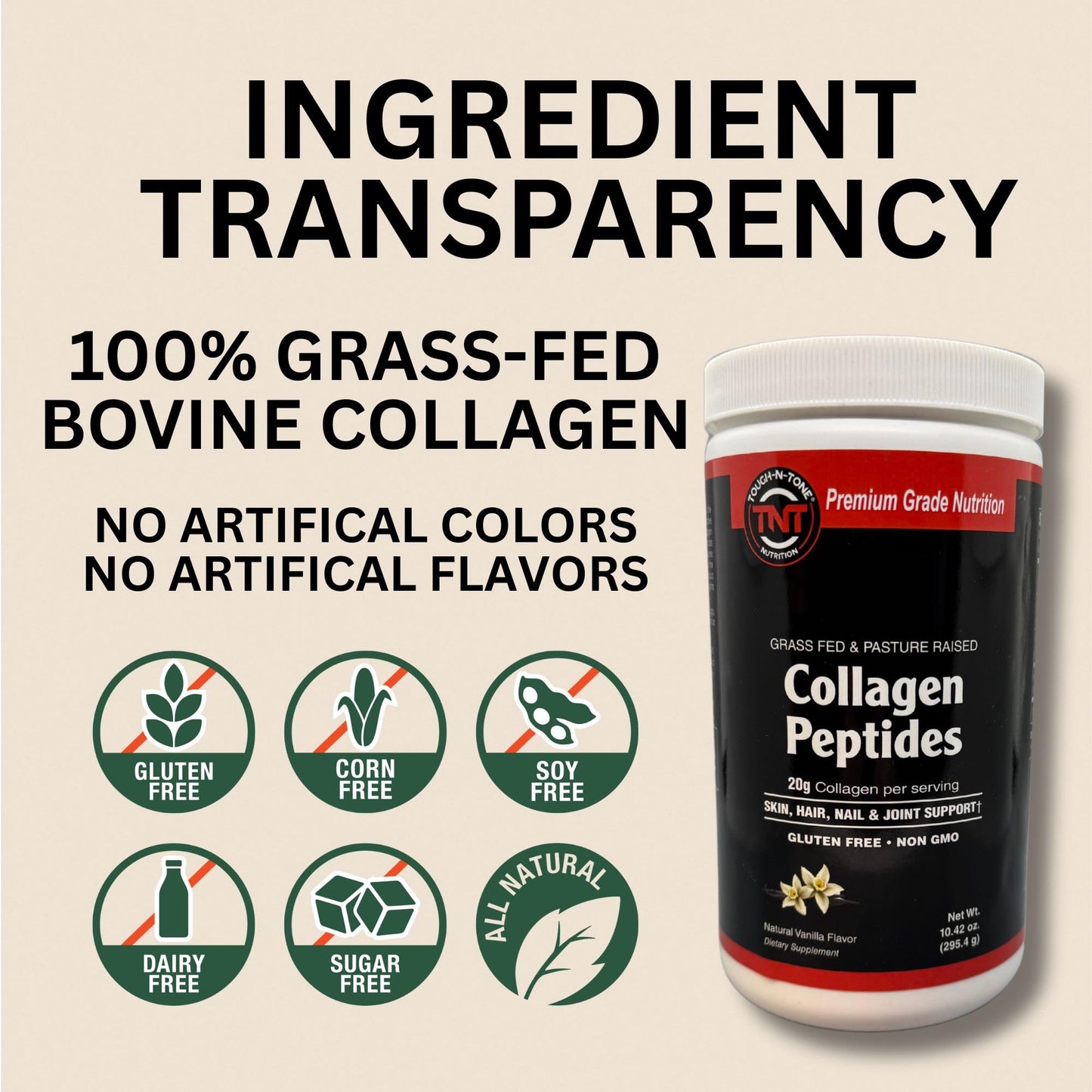 TOUGH-N-TONE Collagen Peptides Powder 295 Servings