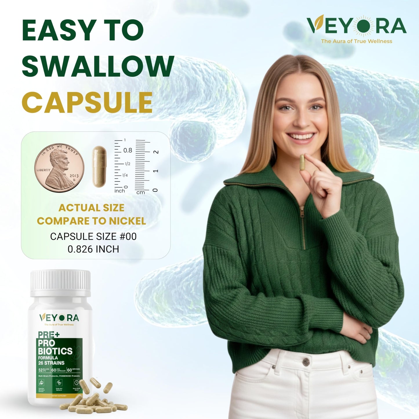 VEYORA Pre + Probiotic Capsules 60 Capsules