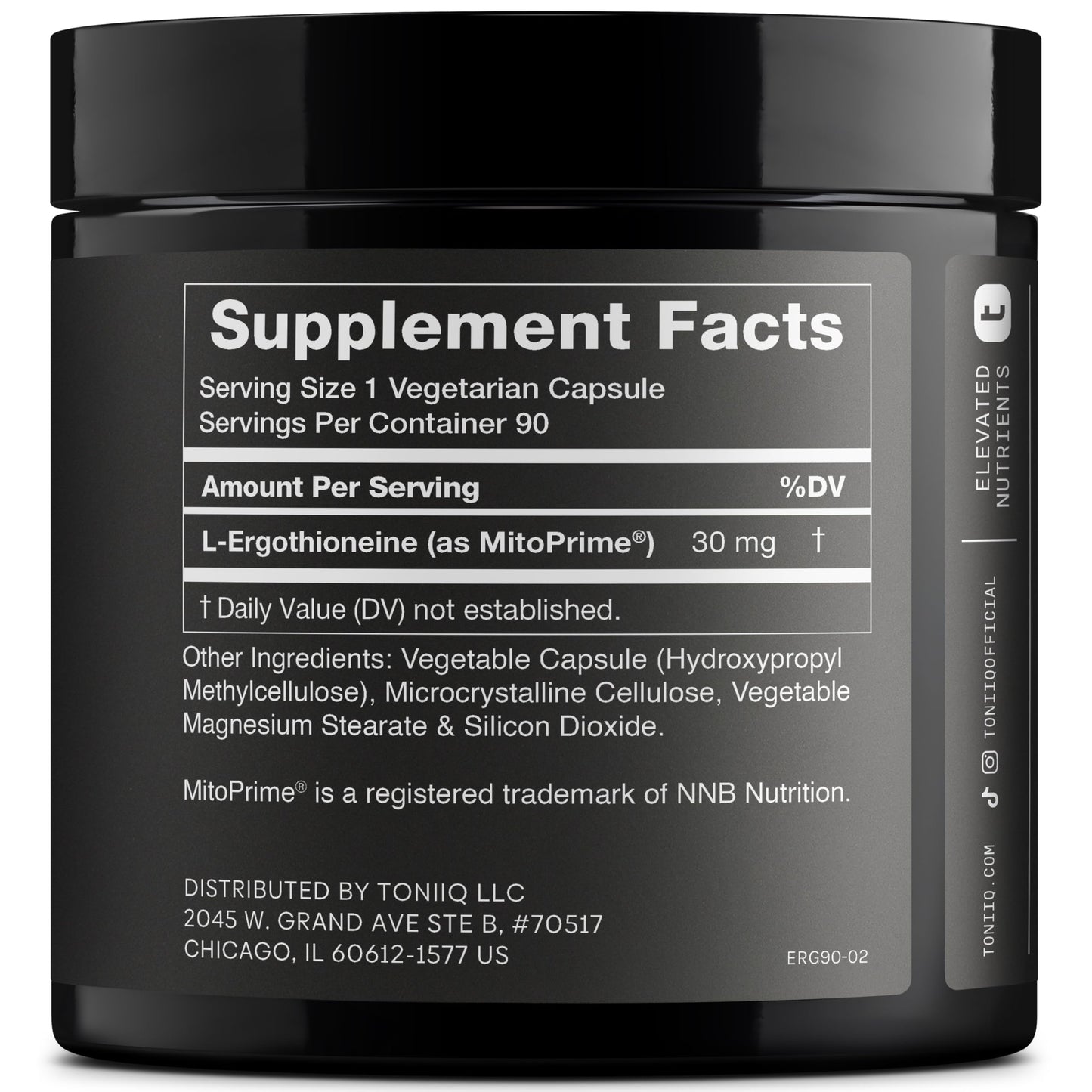 Toniiq Ergothioneine with Clinically Studied MitoPrime 90 Capsules