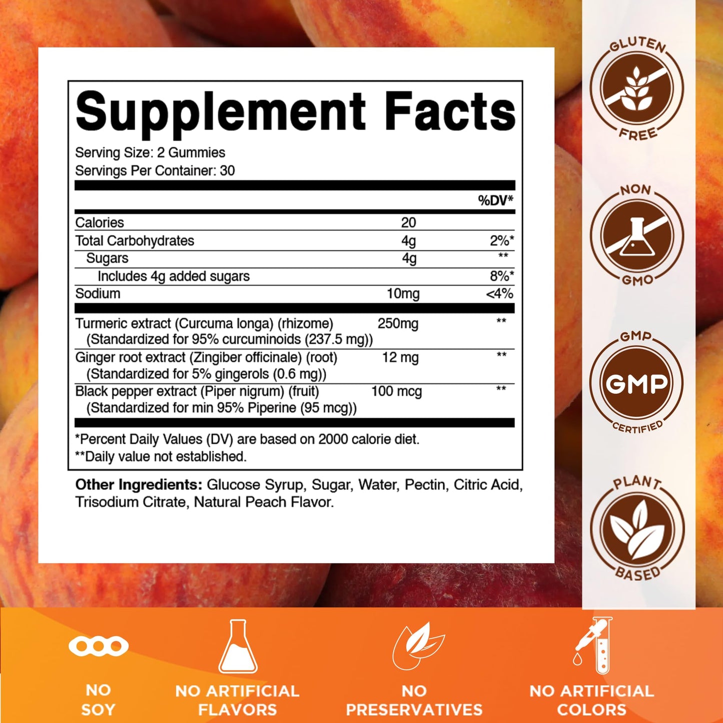Vitamatic Turmeric Gummy with Ginger & Black Pepper Extract, 120 Gummies