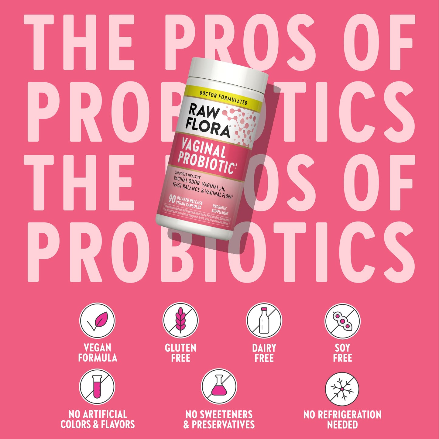 Raw Flora Vaginal Probiotics for Women Capsules, 90 Count