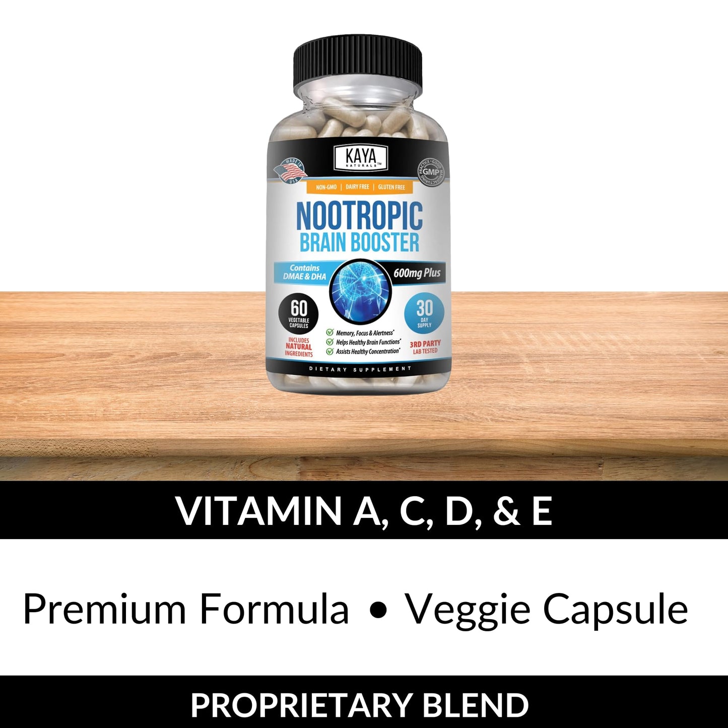 Kaya Naturals Nootropic Brain Booster, 120 Capsules