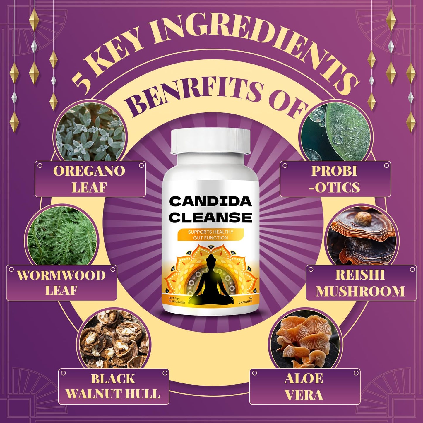 OCQOPM Candida Cleanse - Gut Support Capsule 0.98
